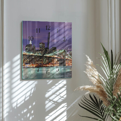 Glass wall clock square The bridge on the horizon