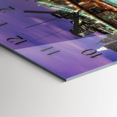 Glass wall clock square The bridge on the horizon