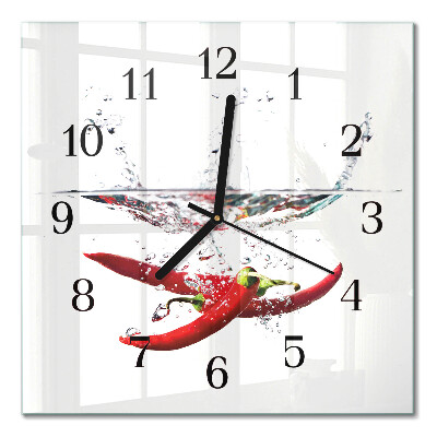 Square kitchen clock Chili peppers