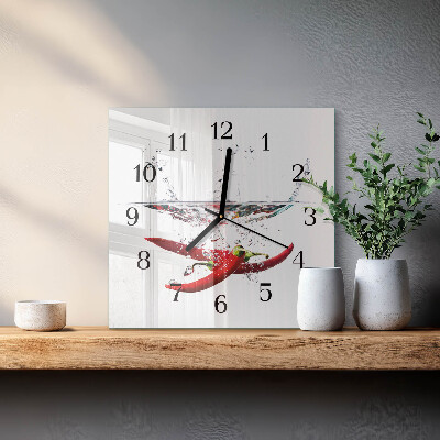 Square kitchen clock Chili peppers