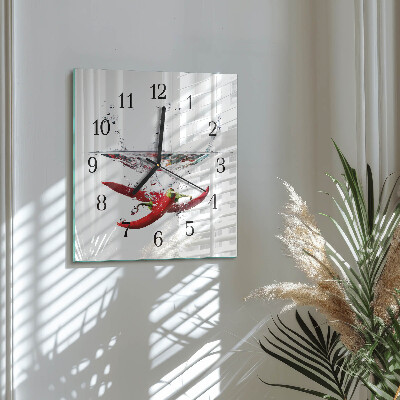 Square kitchen clock Chili peppers