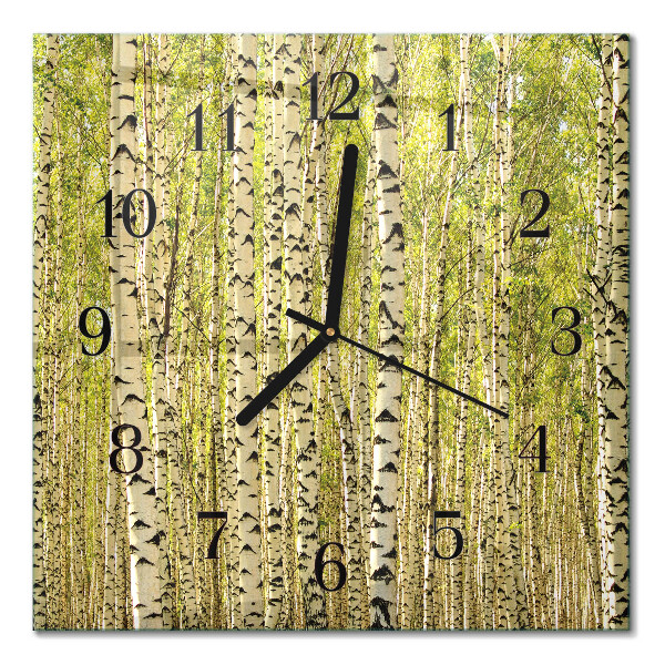 Glass clock square Birch forest