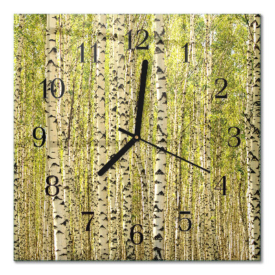 Glass clock square Birch forest