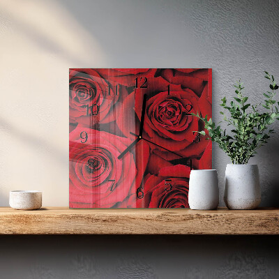 Square kitchen clock Roses