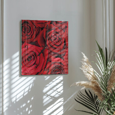 Square kitchen clock Roses