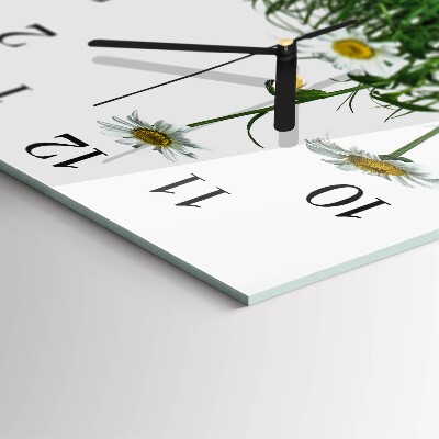 Glass clock square Daisies