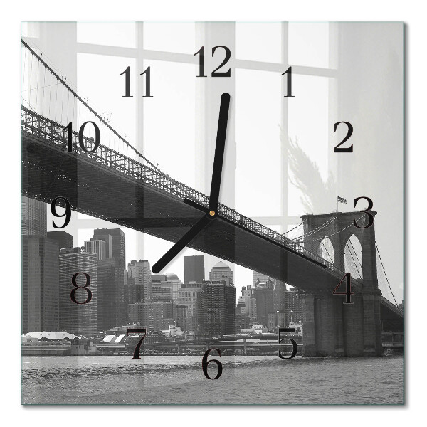 Glass wall clock square Bridge
