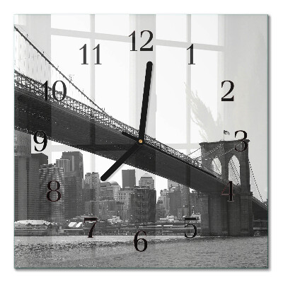 Glass wall clock square Bridge
