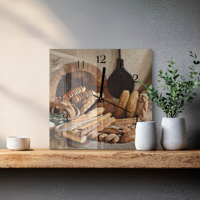 Glass clock square Bread