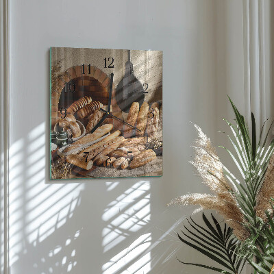Glass clock square Bread