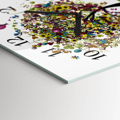 Glass clock square Colorful tree