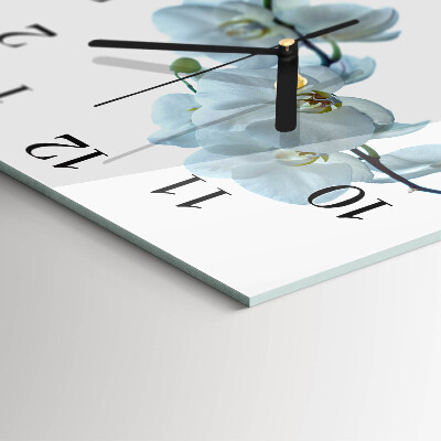 Glass wall clock square Orchid