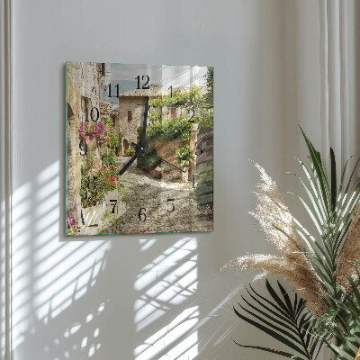 Glass wall clock square Flower Alley