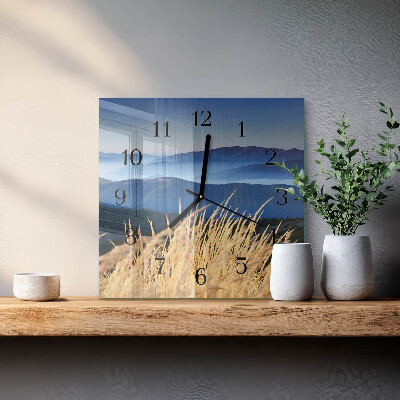 Square wall clock Mountains of grass