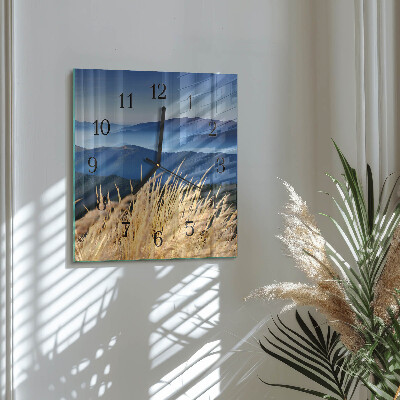 Square wall clock Mountains of grass