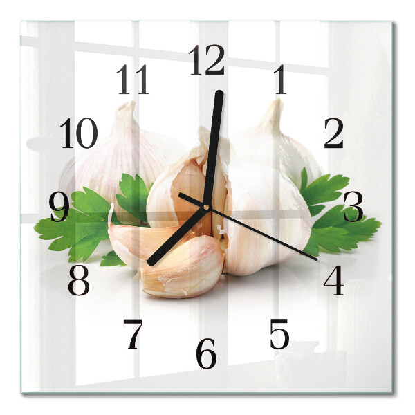 Glass clock square Garlic