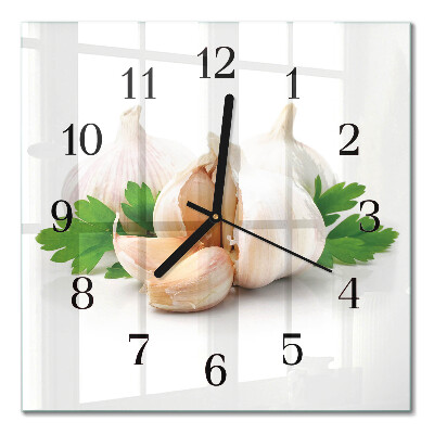 Glass clock square Garlic
