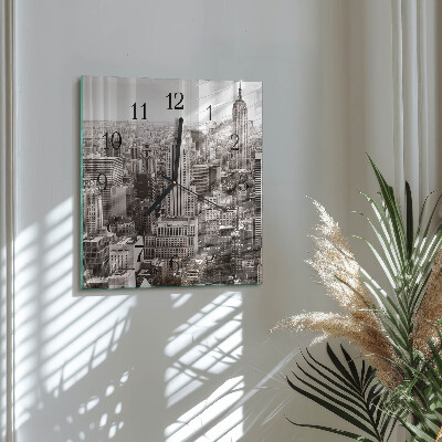Glass wall clock square Horizon