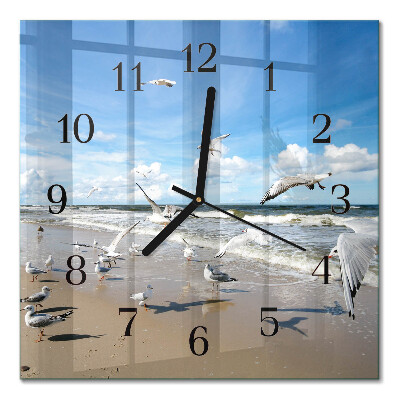 Square wall clock Seagulls on the beach