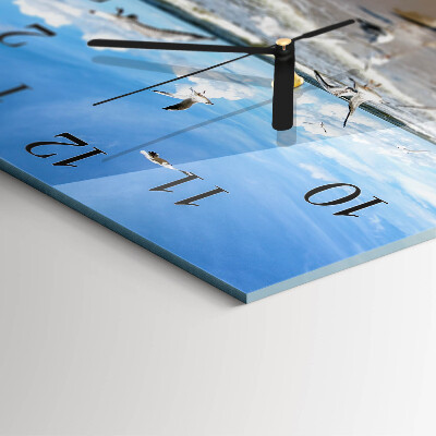 Square wall clock Seagulls on the beach