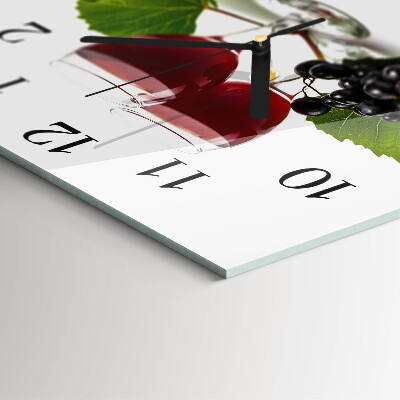 Glass wall clock square Grapes for wine