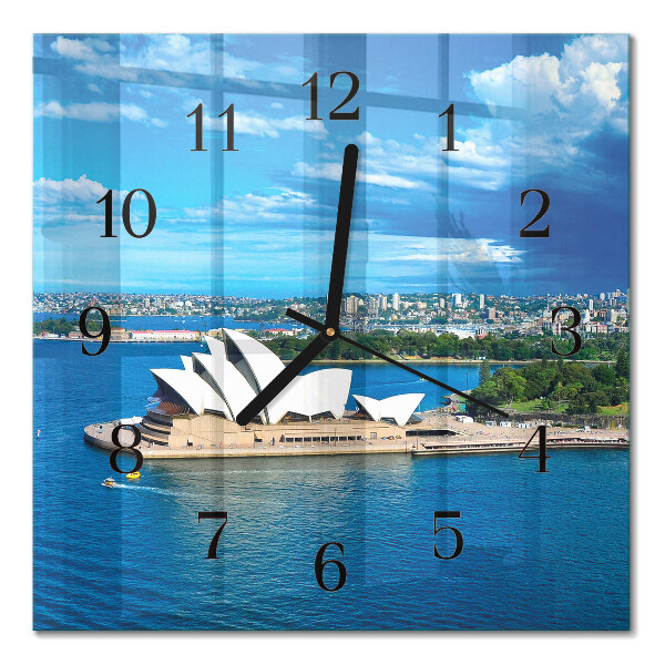 Glass wall clock square Sydney Opera House