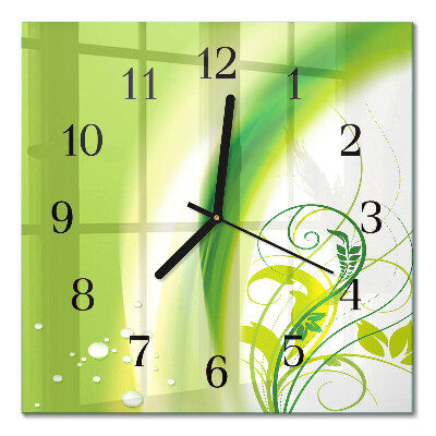 Glass wall clock square Model plant