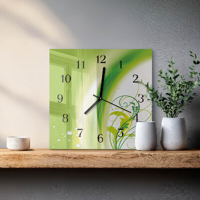Glass wall clock square Model plant