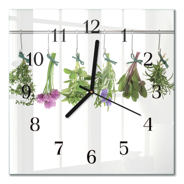 Square kitchen clock Herbs