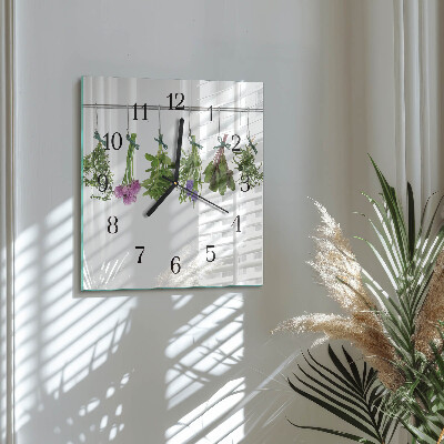 Square kitchen clock Herbs