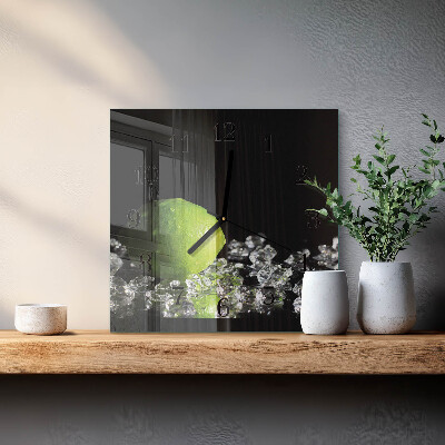 Glass wall clock square Calcium carbonate