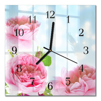 Square kitchen clock Peonies