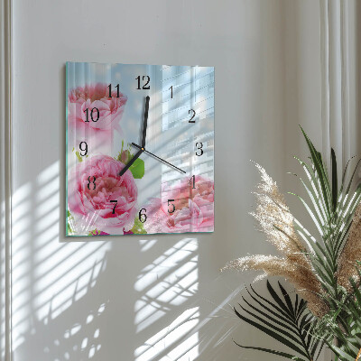 Square kitchen clock Peonies