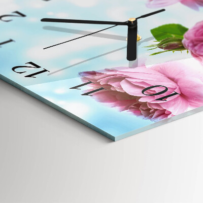 Square kitchen clock Peonies
