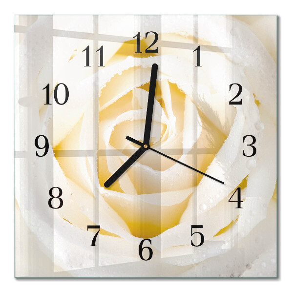 Glass clock square Rose