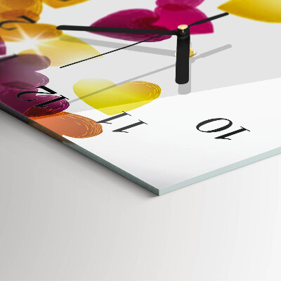 Square wall clock Colorful hearts
