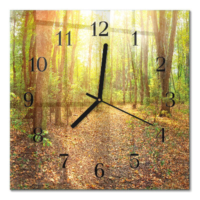 Square wall clock Forest path