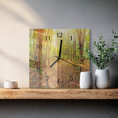 Square wall clock Forest path