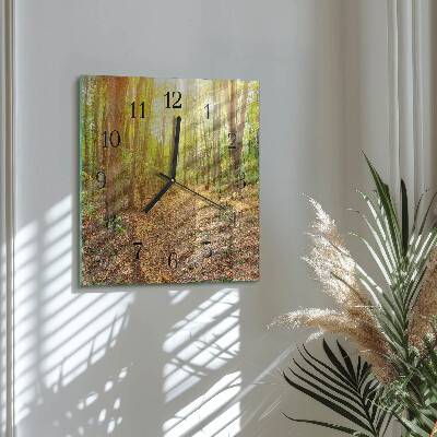 Square wall clock Forest path