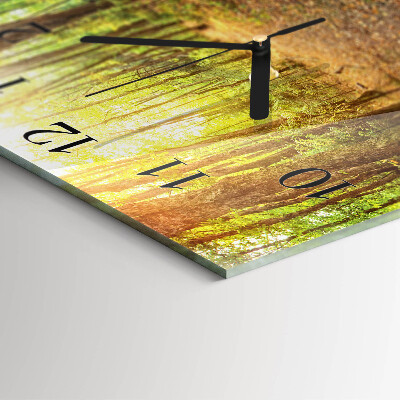 Square wall clock Forest path