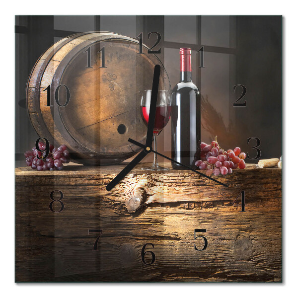 Glass clock square Grapes for wine