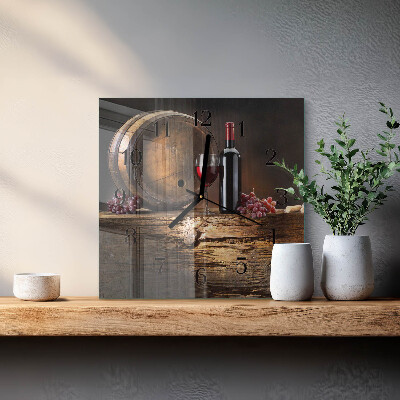 Glass clock square Grapes for wine
