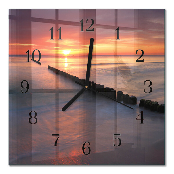 Glass wall clock square Sun of the sea