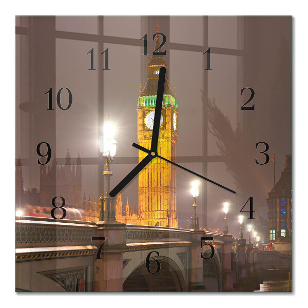 Glass wall clock square Big Ben