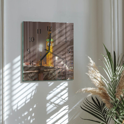 Glass wall clock square Big Ben