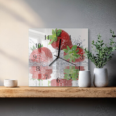 Square wall clock Strawberries