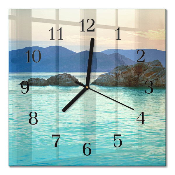 Glass wall clock square Sea Island