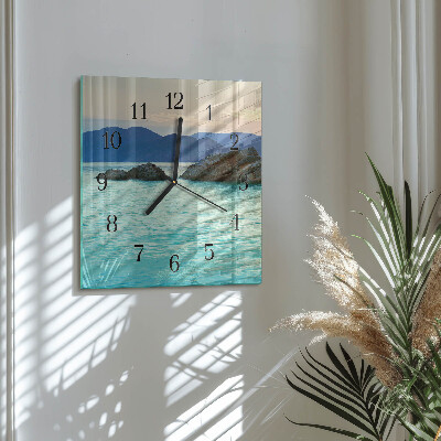 Glass wall clock square Sea Island