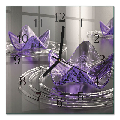 Glass clock square Glass flowers