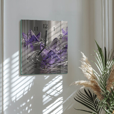 Glass clock square Glass flowers